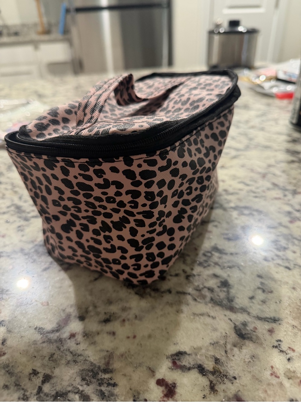 Pink Leopard Print Cosmetic Bag